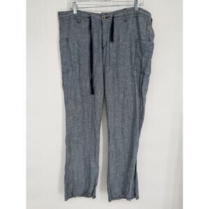 Toad&Co Pant Women’s 12 Deep Blue Linen Coastal Grandma Relaxed Fit Wide Leg